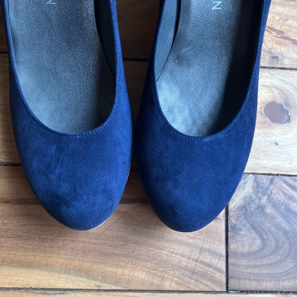 Stuart Weitzman Corkswoon Navy Blue Designer Wedges Size 7.5 - Picture 13 of 15